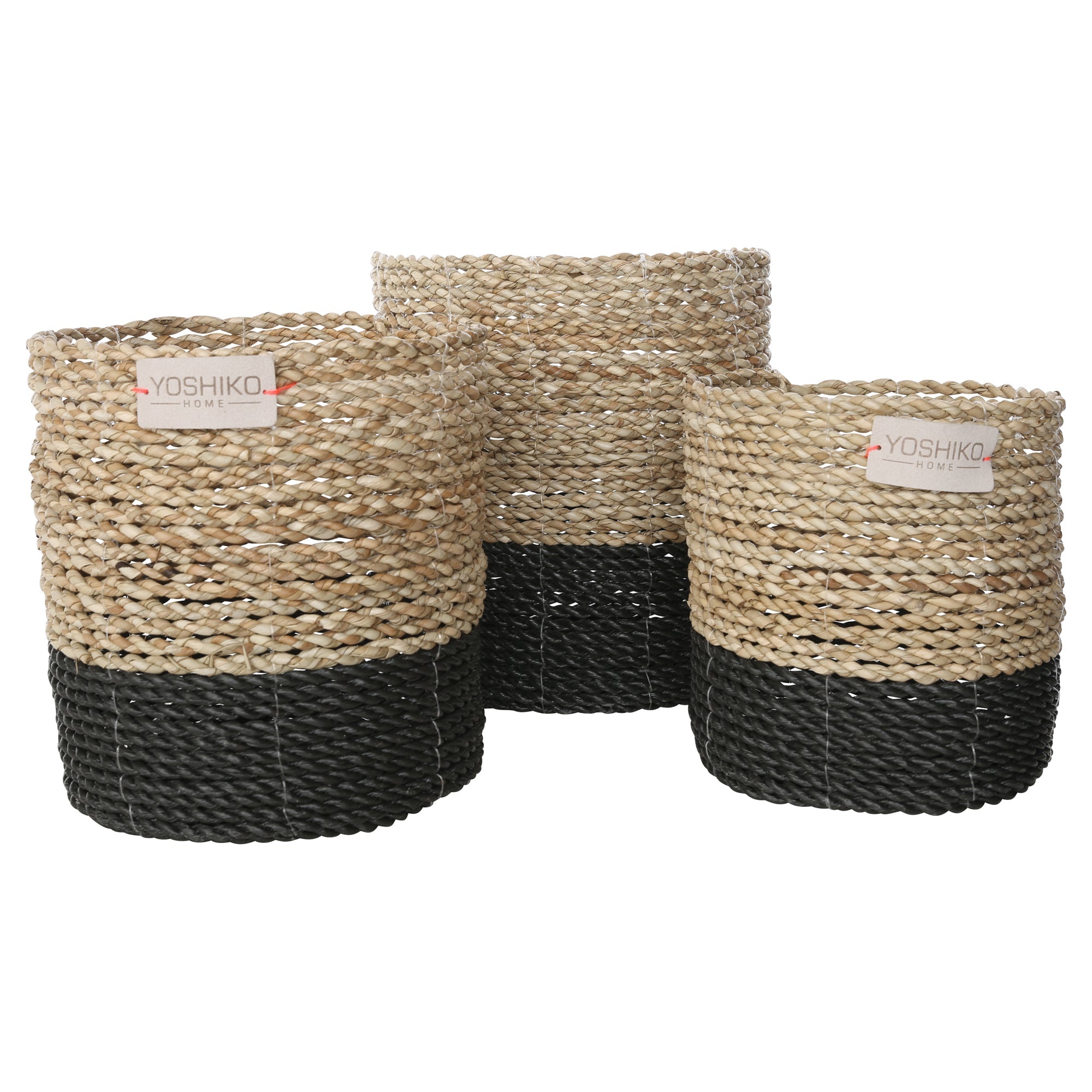 Lombok Storage Basket Natural & Black set of 3